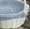 White Round Willow Gift Basket, with Gingham Liner and Handle